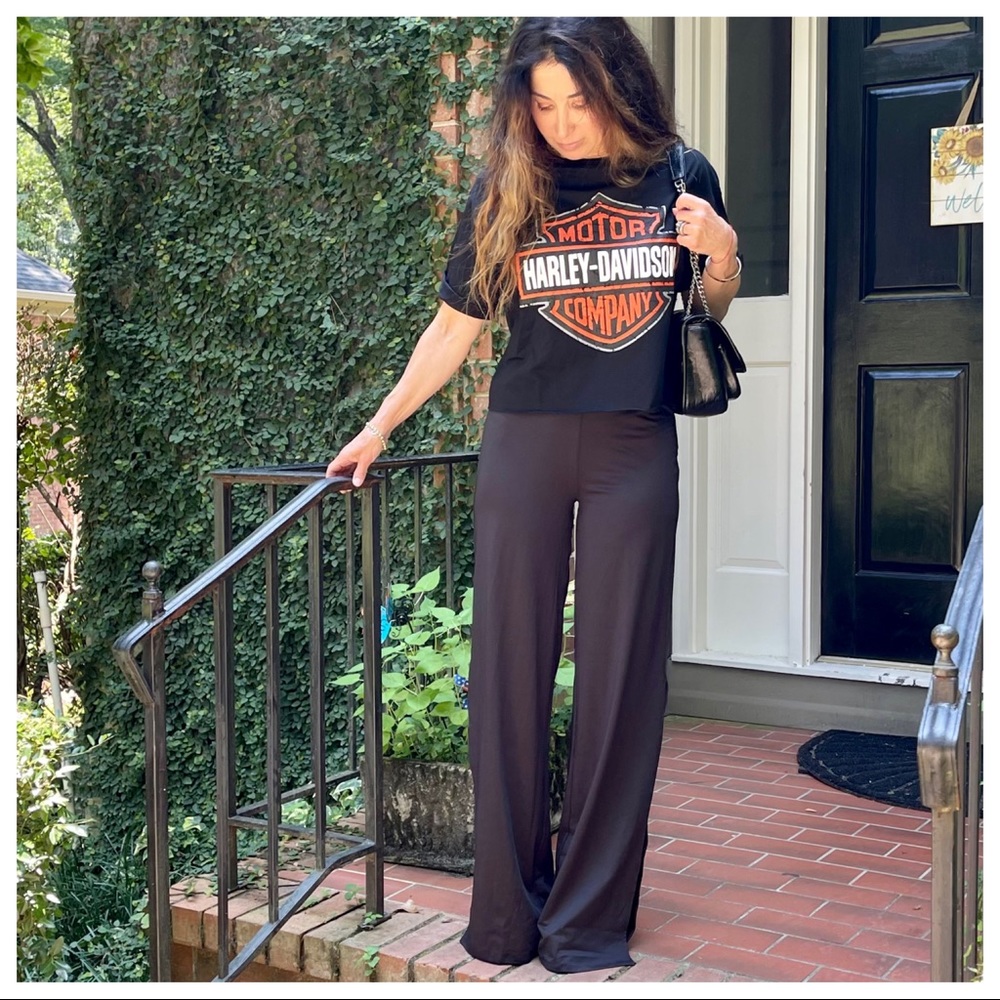 #37 Black wide leg pull on fabulous pants - Picture 3 of 5